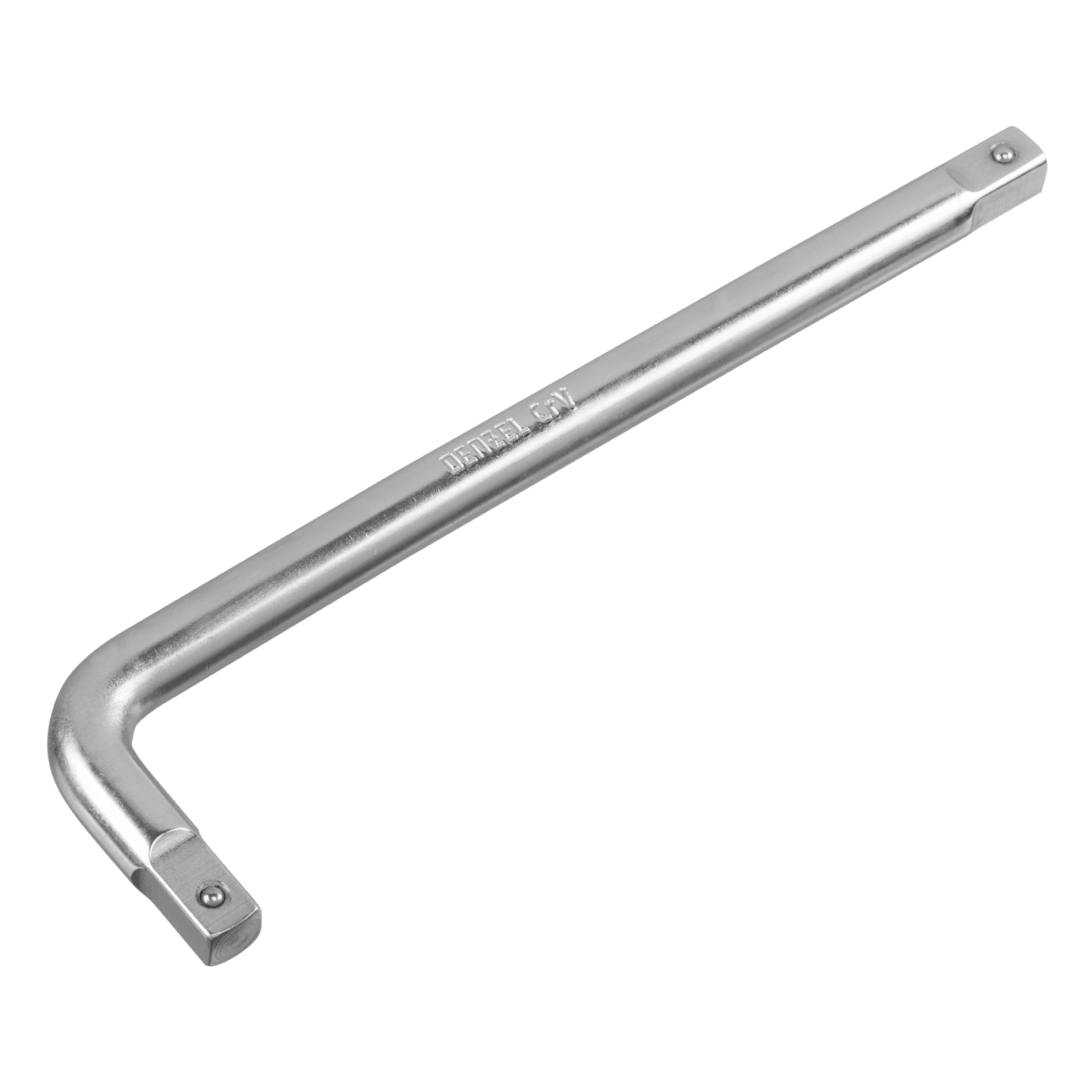 Вороток Г-образный, 200*50 мм, квадрат 3/8", CrV, матовый хром Denzel (14062)