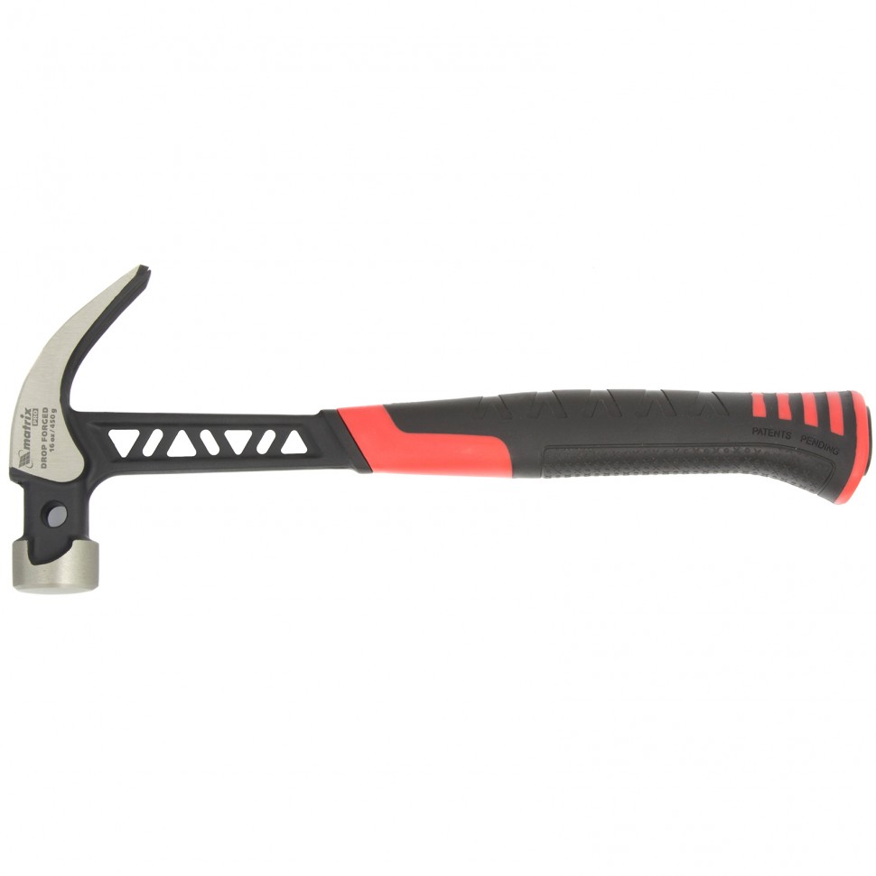 Молоток-гвоздодер, 450 г, цельнокованый, боек с магнитом, двухкомпонентная обрезиненная рукоятка Matrix Pro (10465)