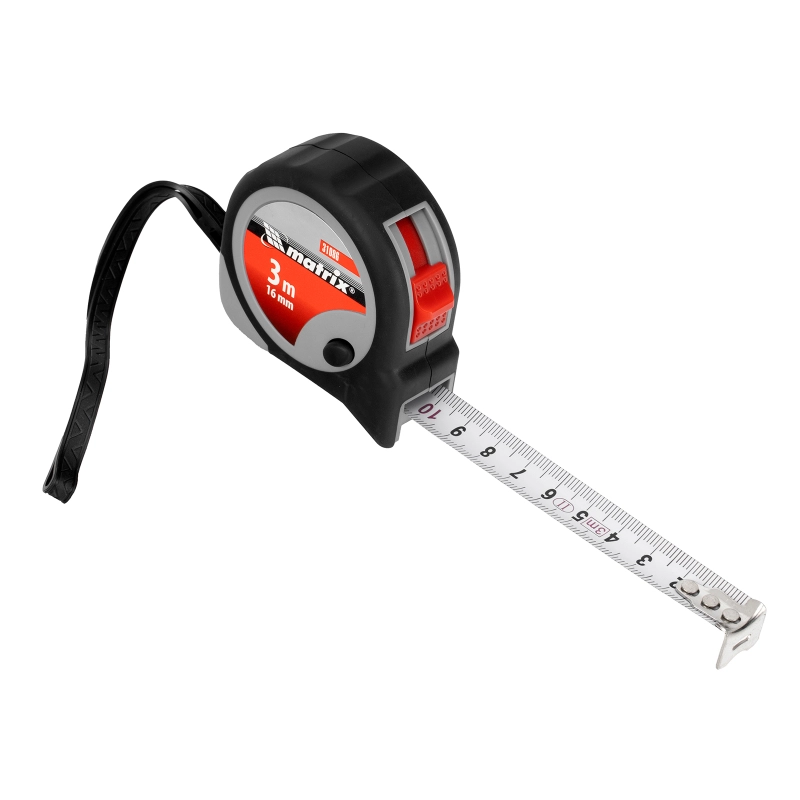 Рулетка Continuous fixation,3 м х 16 мм,двухкомпонентный корпус,плавная фиксация Matrix (31086)