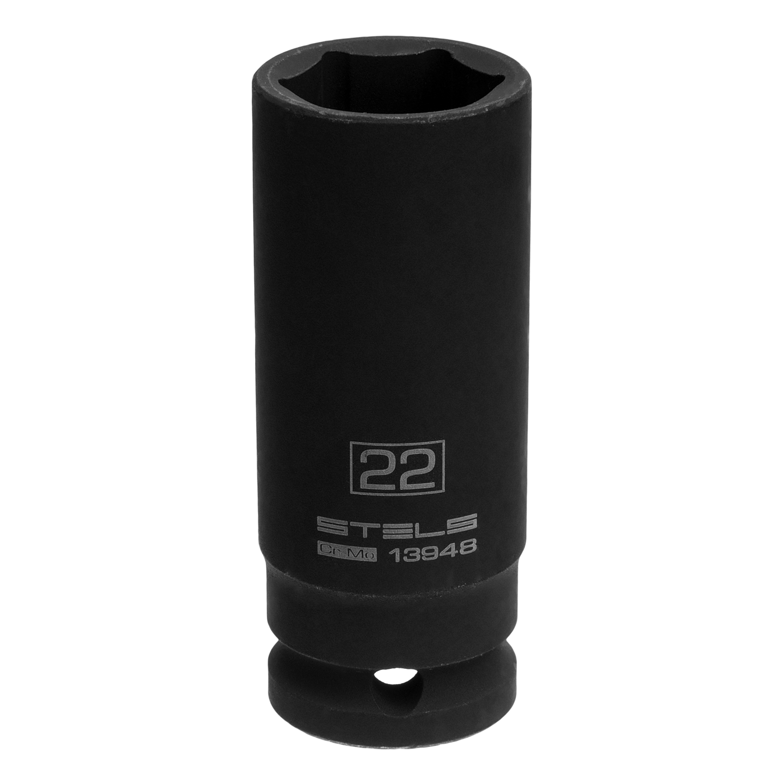 Головка ударная удлиненная шестигранная, 22 мм, 1/2, CrMo Stels (13948)