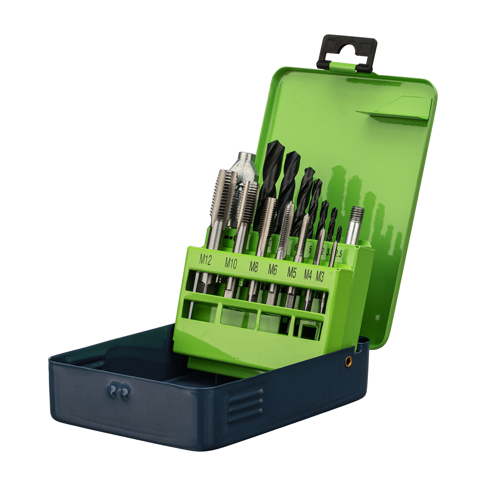 Набор сверл 2.5-10.2, метчиков М3-М12, 15 предметов Сибртех (77305)