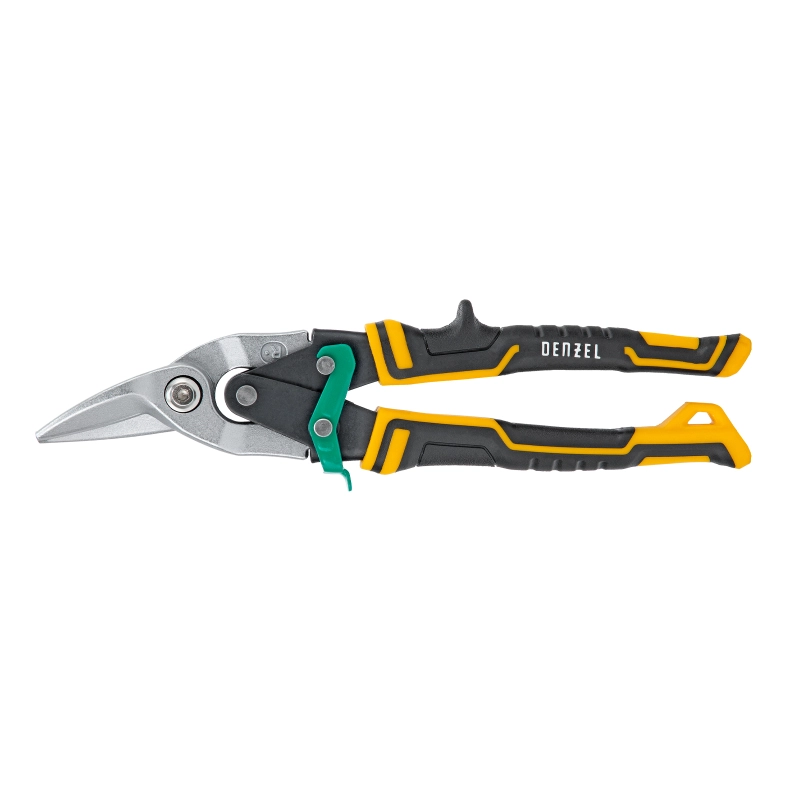 Ножницы по металлу, 270 мм, прямой и правый рез, сталь-СrMo, трехкомпонентные рукоятки Denzel (78371)