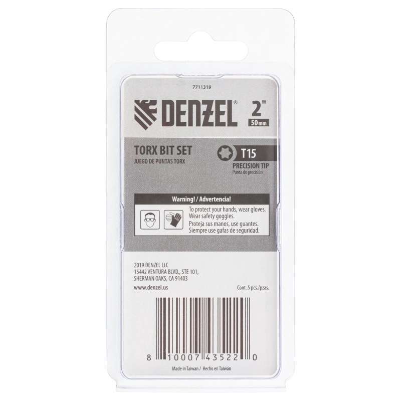 Бита T15x50, 5 шт. Denzel (7711319)