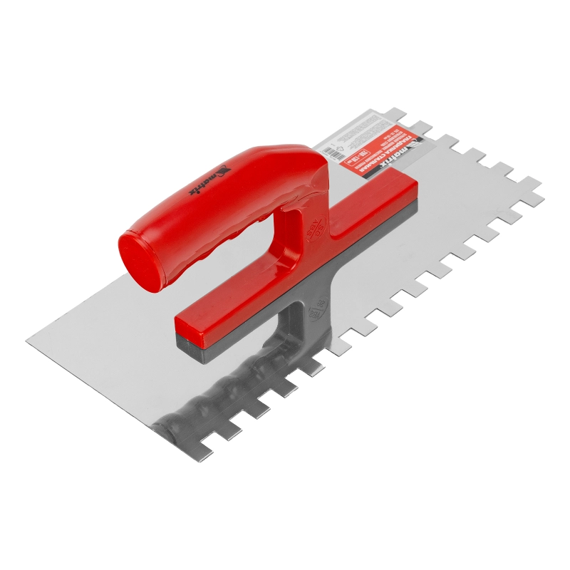 Гладилка из нержавеющей стали, 280 х 130 мм, зеркальная полировка, пластмассовая ручка, зуб 10 х 10 мм Matrix (86783)