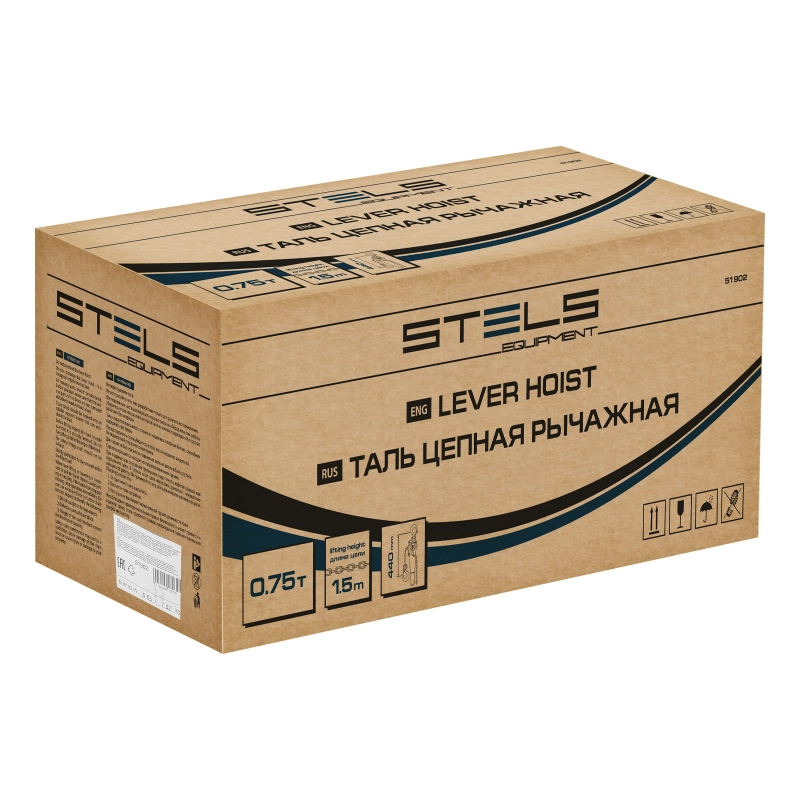Таль цепная рычажная, 0.75 т, h подъема 1.5 м Stels (51902)