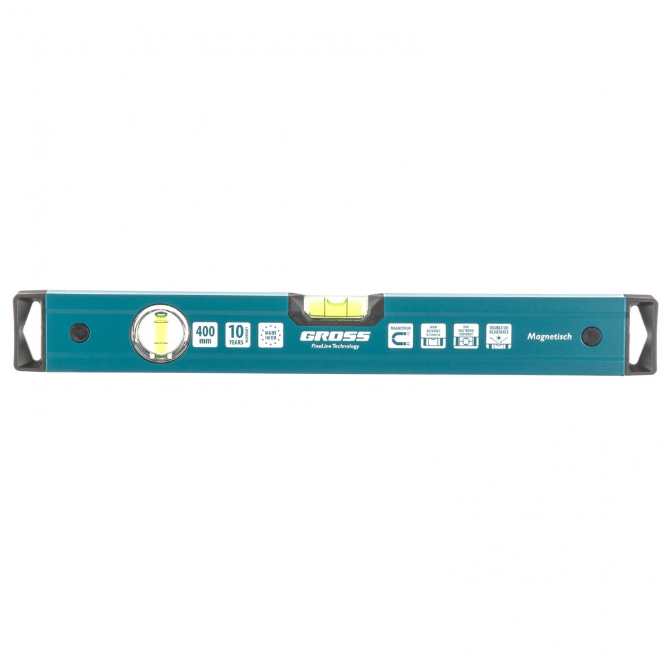 Уровень алюминиевый, 400 мм, магнит, 2 глазка, Magnetisch Gross (33710)