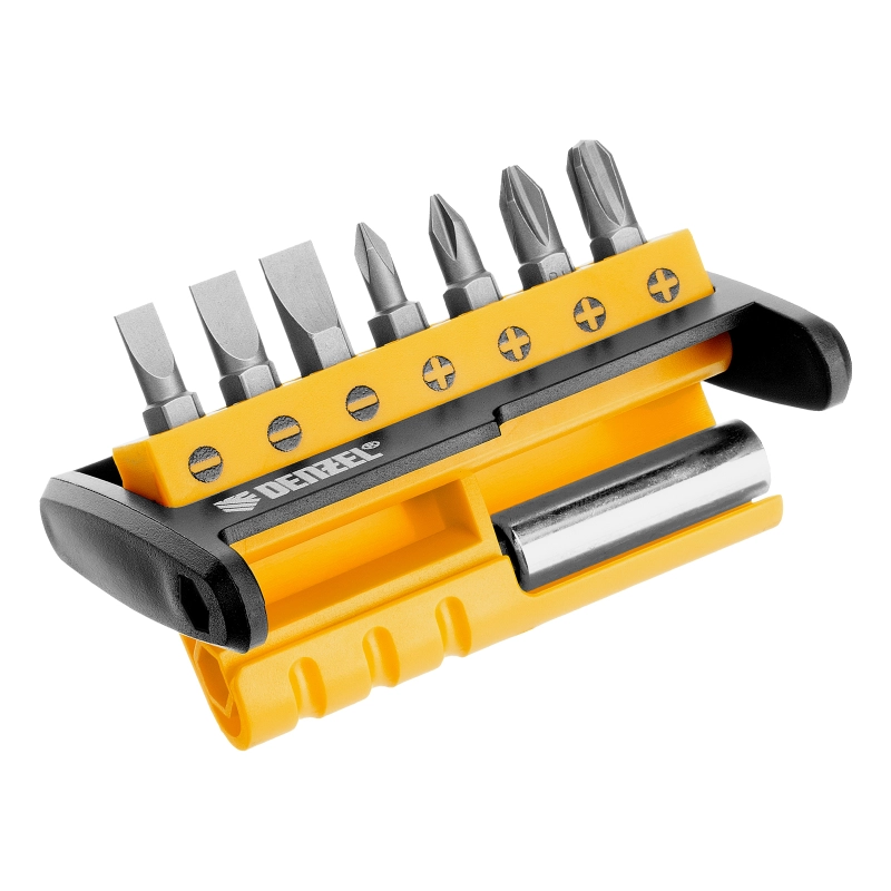 Набор бит с магнитным держателем, S2, 8 шт Denzel (133577)