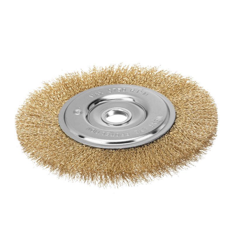 Щетка для УШМ, 200 мм, посадка 22.2 мм, плоская, латунированная витая проволока Matrix (74668)