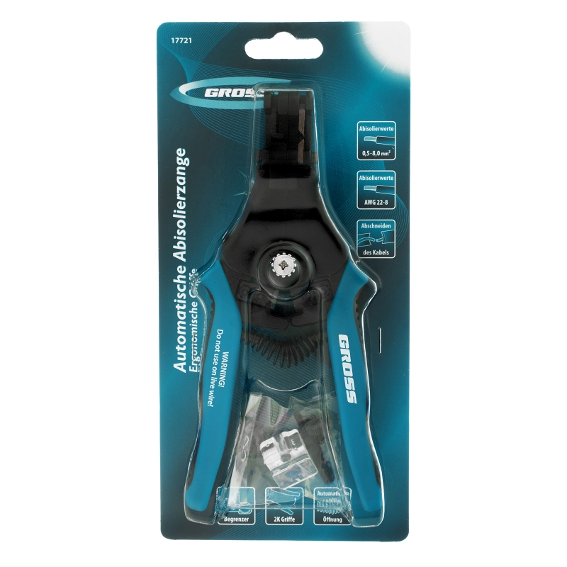Щипцы для зачистки электропроводов 0.5, 1.0, 1.5, 2.5, 4.0, 8.0 мм/кв (8-22AWG) лезвие SK5 Gross (17721)