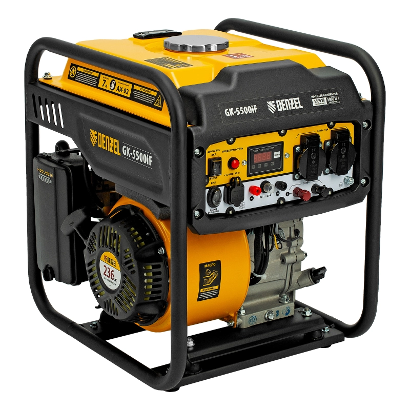 Генератор инверторный GK-5500iF, 5,5 кВт, 230 В, ручной старт DENZEL (94709)