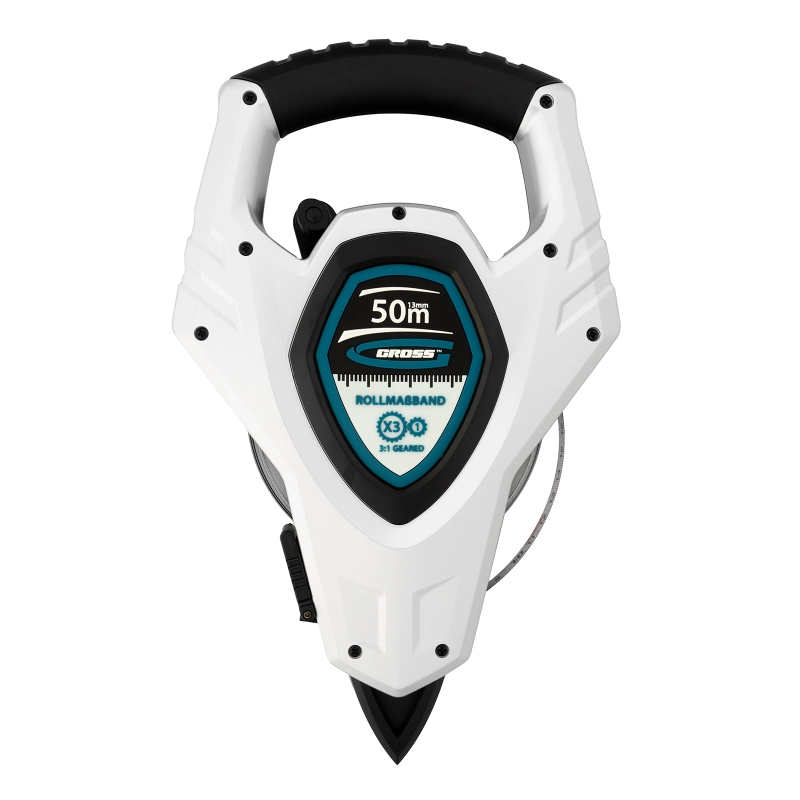 Рулетка геодезическая 50 м х 13 мм, откр, корп, металлическая лента, Super-Нейлон, двусторонняя шкала Gross (31480)