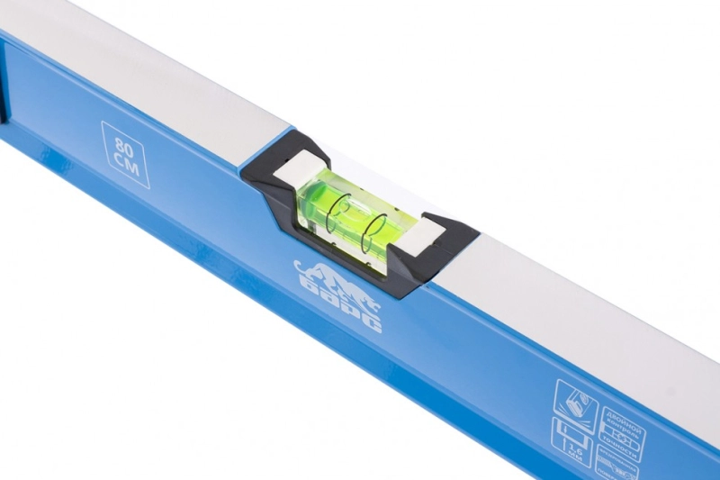 Уровень алюминиевый, двуручный, 800 мм, профиль 1,6 мм, фрезеров, ударопрочные заглушки, 3 глазка Барс (34352)