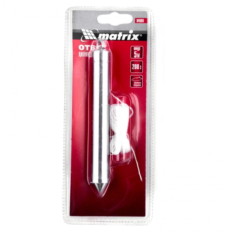 Отвес цилиндрический, 200 г, шнур 5 м Matrix (84886)