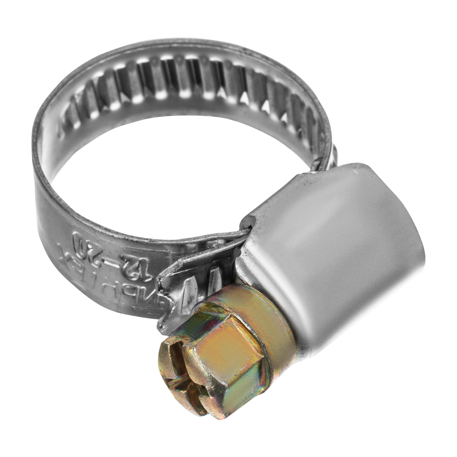 Хомуты нержавеющая сталь, Стандартное болтовое крепление 12-20 мм, 100 штук в упаковке, ширина 9 мм Сибртех (47578)