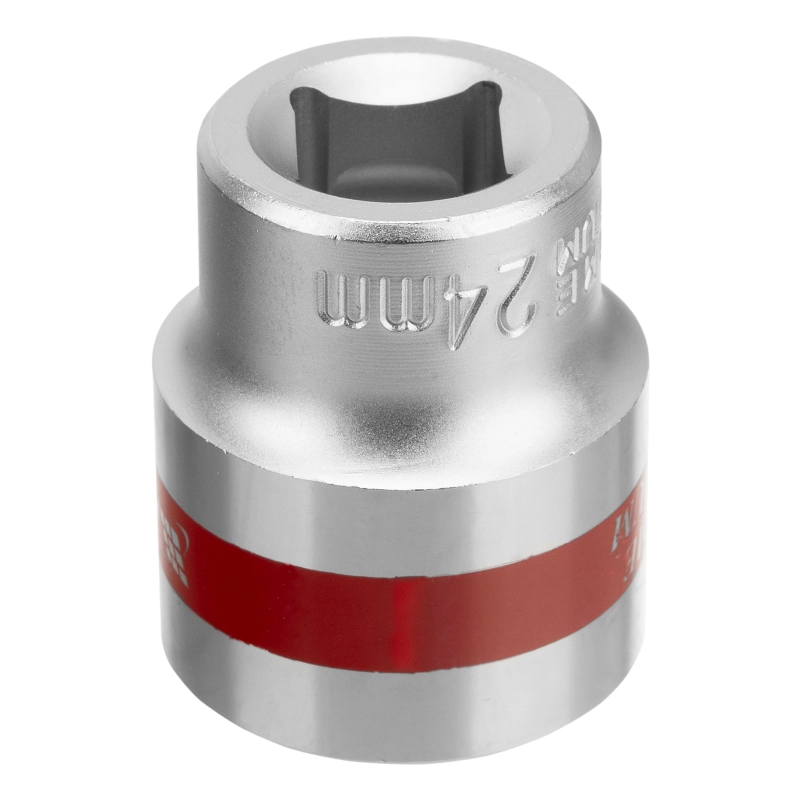 Головка торцевая, 24 мм, двенадцатигранная, CrV, под квадрат 1/2, хромированная Matrix (13693)