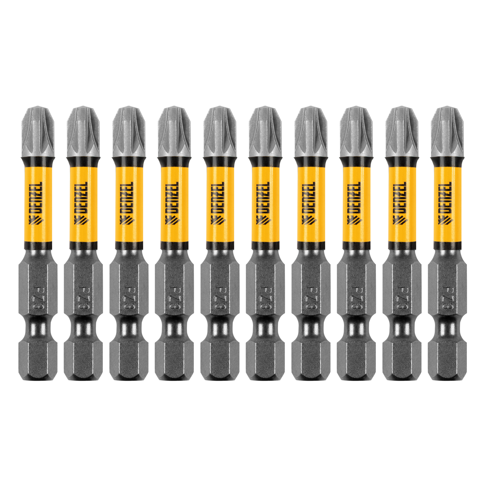 Бита IMPACT, PZ3x50 мм, лазерная обработка шлица, сталь S2, 10 шт., Е 6,3 Denzel (11693)