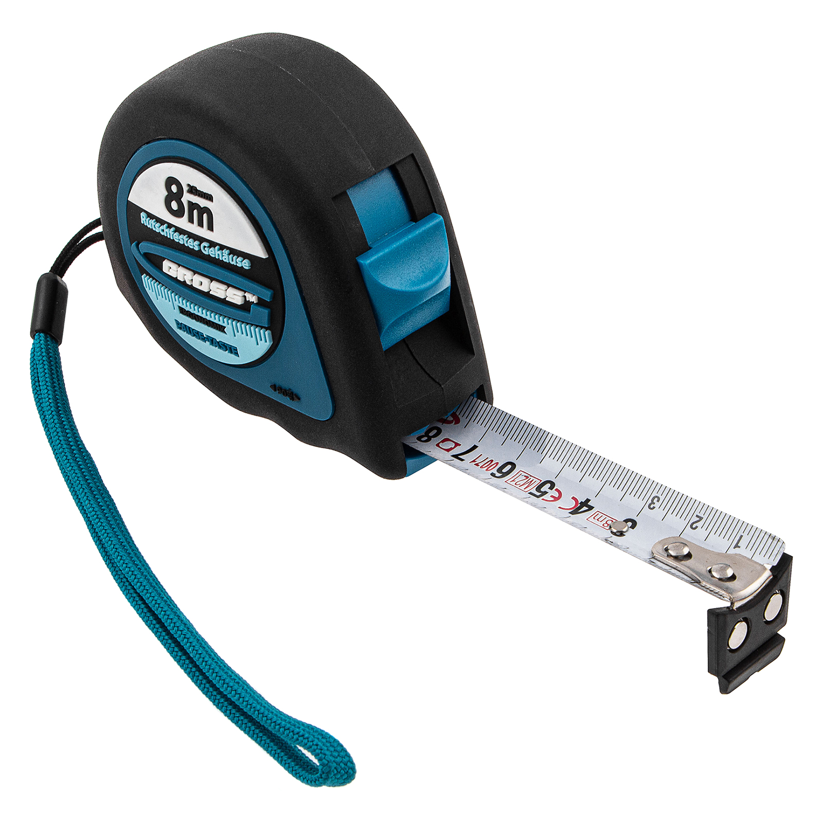 Рулетка "Ergonomisch",8 м x 25 мм,магнитный обрезиненный зацеп Gross (31104)