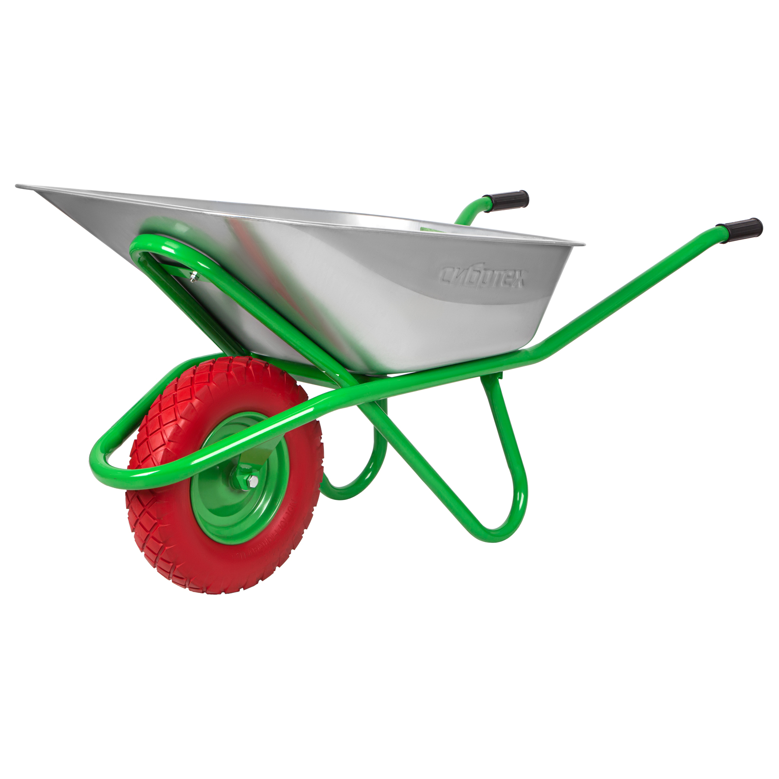 Тачка садово-строительная с PU колесом, грузоподъемность 180 кг, объем 90 л Сибртех (68968)