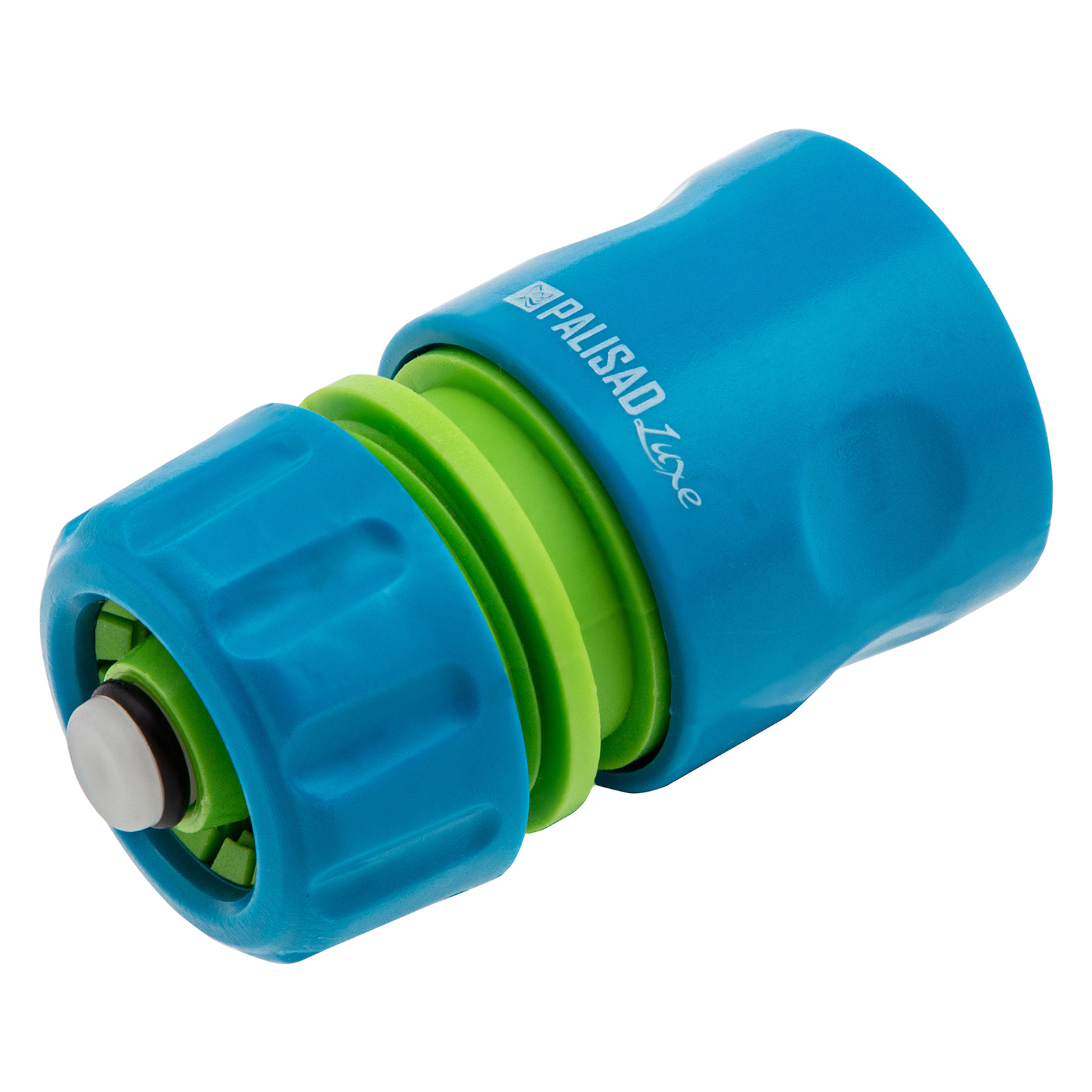 Соединитель пластмассовый, быстросъемный для шланга 1/2, аквастоп, однокомпонентный Palisad Luxe (66258)
