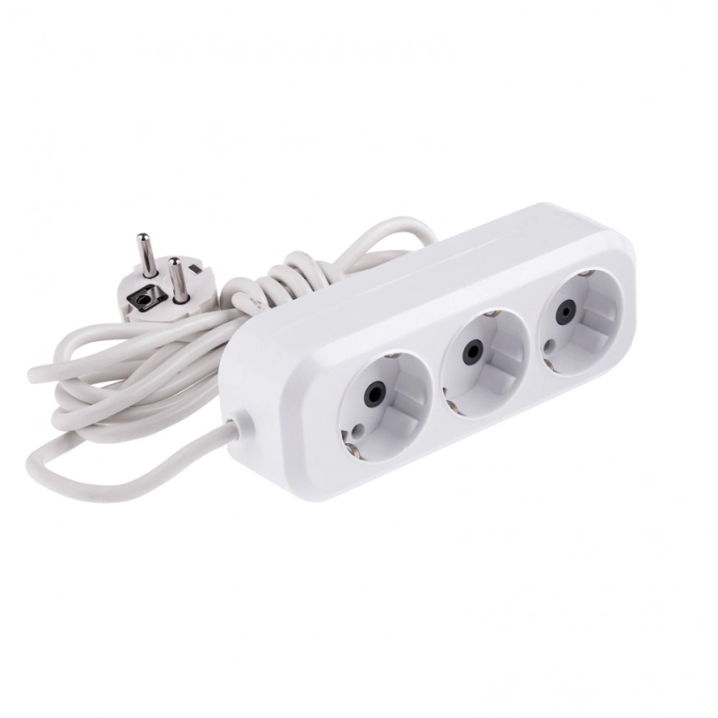 Удлинитель бытовой, серия УХз-10-303, с заземлением, 3 м, 3 розетки, 10 A Denzel (95966)