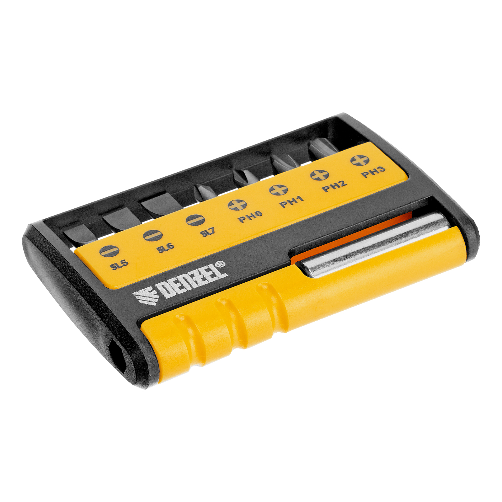 Набор бит с магнитным держателем, S2, 8 шт Denzel (133577)