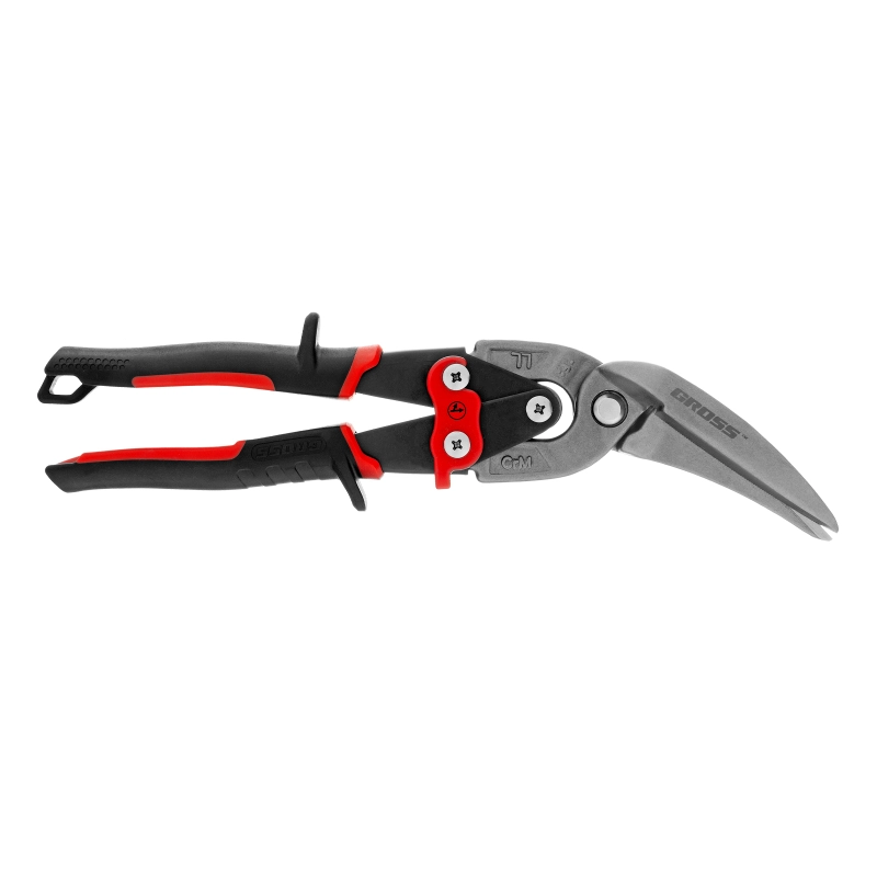 Ножницы по металлу "Piranha", 270 мм, прямой и левый проходной рез, сталь СrMo, двухкомпонентные рукоятки Gross (78331)