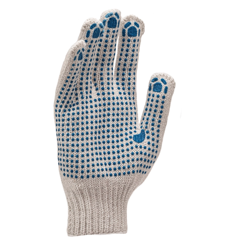 Перчатки трикотажные, с 2хПВХ точкой, 7 класс (67824)