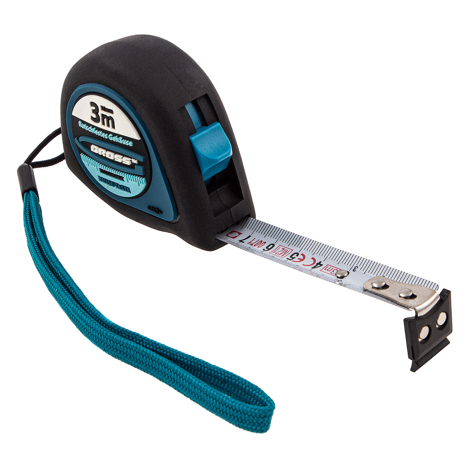 Рулетка "Ergonomisch",3 м x 16 мм,магнитный обрезиненный зацеп Gross (31101)