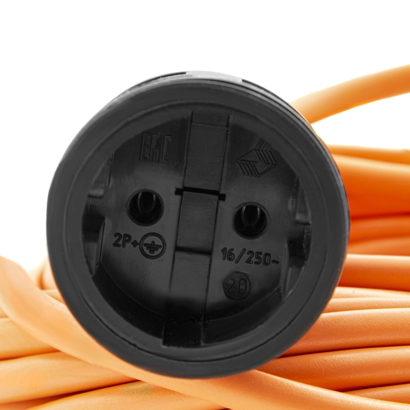 Удлинитель-шнур силовой 30 м, 16А, тип УХ16, ПВС, усиленный, 1 розетка без заземления Сибртех (95833)