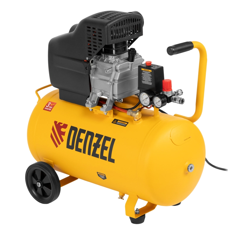 Компрессор воздушный, прямой привод DC1500/50, 1.5 кВт, 50 литров, 220 л/мин Denzel (58161)