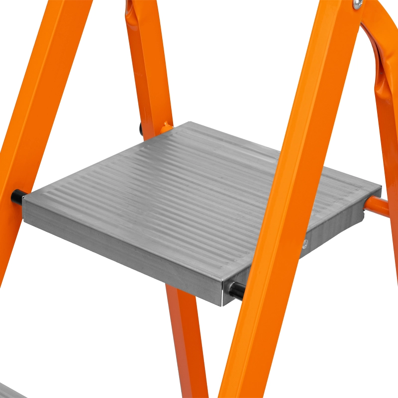 Стремянка, 5 ступеней, стальной профиль, ступени сталь, оранжевая, Сибртех (97965)