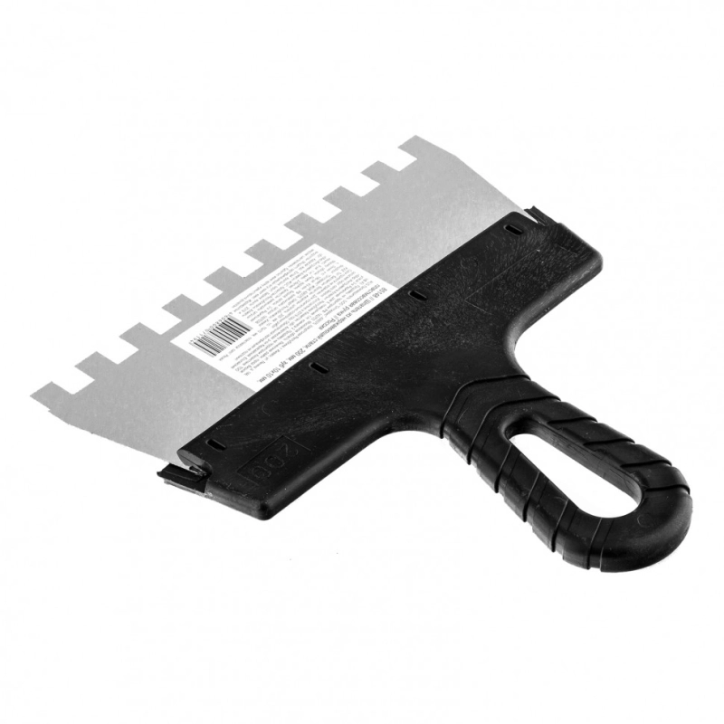 Шпатель из нержавеющей стали, 200 мм, зуб 10 х 10 мм, пластмассовая ручка Sparta (85148)