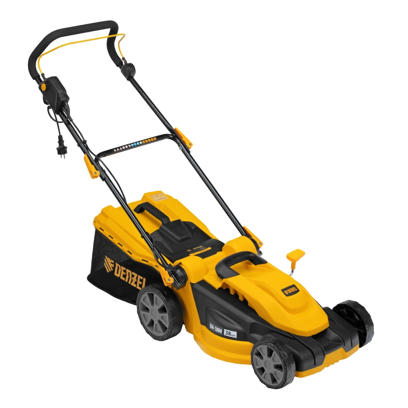 Газонокосилка электрическая GM-1800, 1800 Вт, шир. 38 см, 6 уров., травосб. 40 л. Denzel (96617)