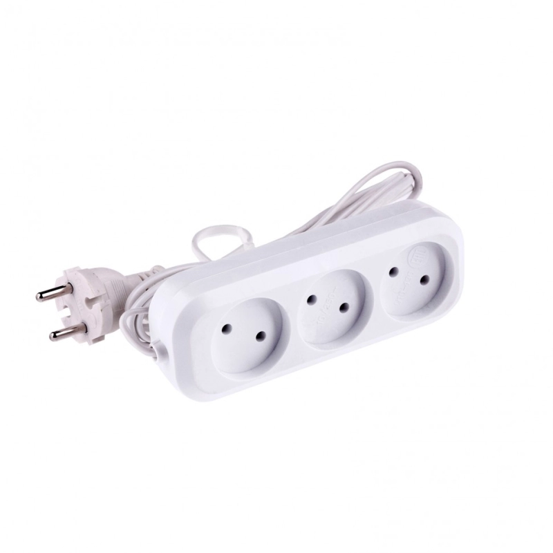 Удлинитель бытовой, без заземления, 3 м, 3 розетки, 6 A, серия УХ6 Denzel (95926)