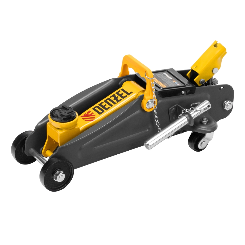 Домкрат гидравлический подкатной с фиксатором, 2 т, 130-330 мм, в кейсе Denzel (51154)