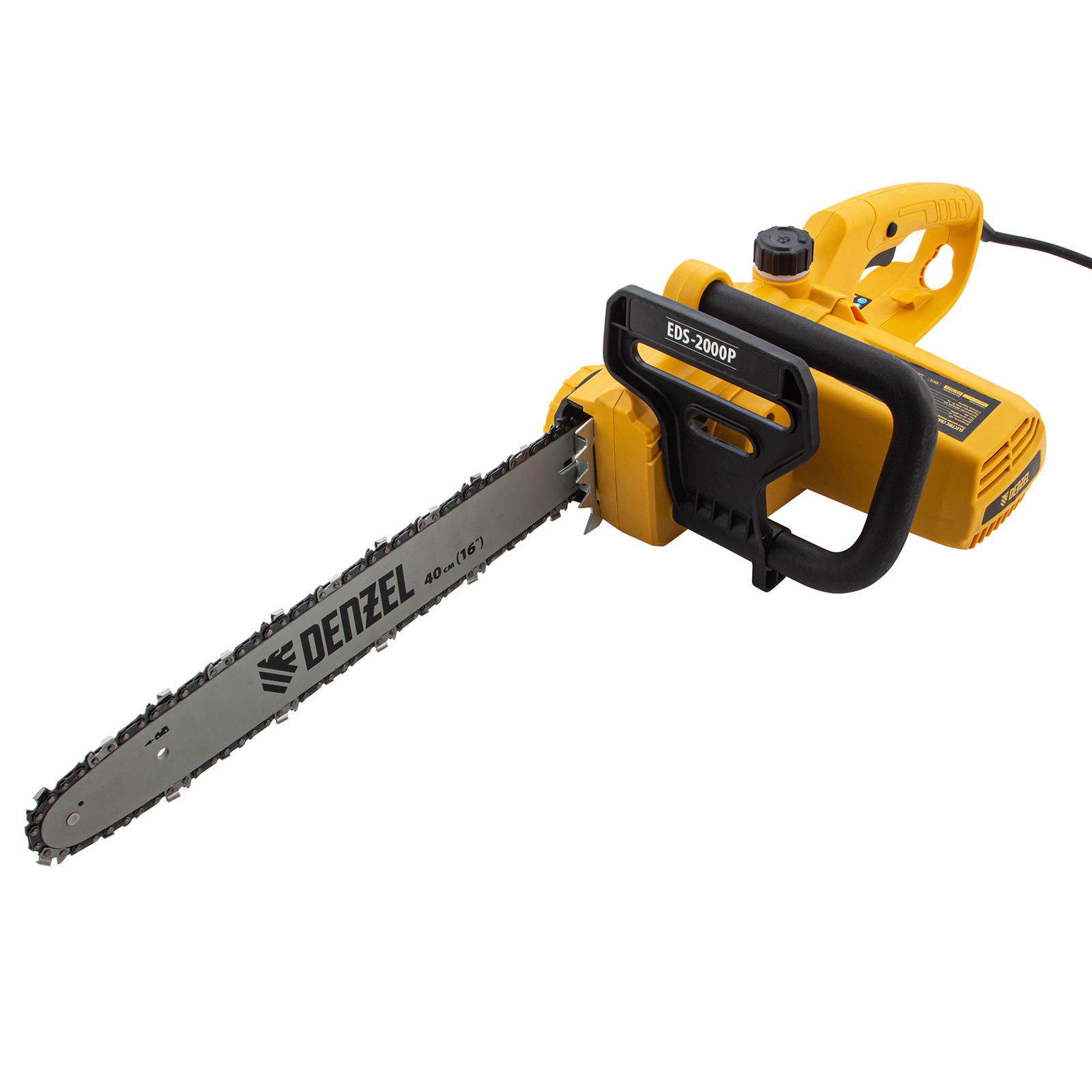 Пила цепная электрическая EDS-2000P, 2 кВт,поперечная, шина 40 см, шаг 3/8, паз 1.3 мм, 57 звеньев Denzel (95616)