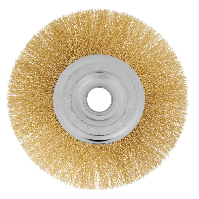 Щетка для УШМ, 175 мм, посадка 22.2 мм, плоская, латунированная витая проволока Matrix (74666)