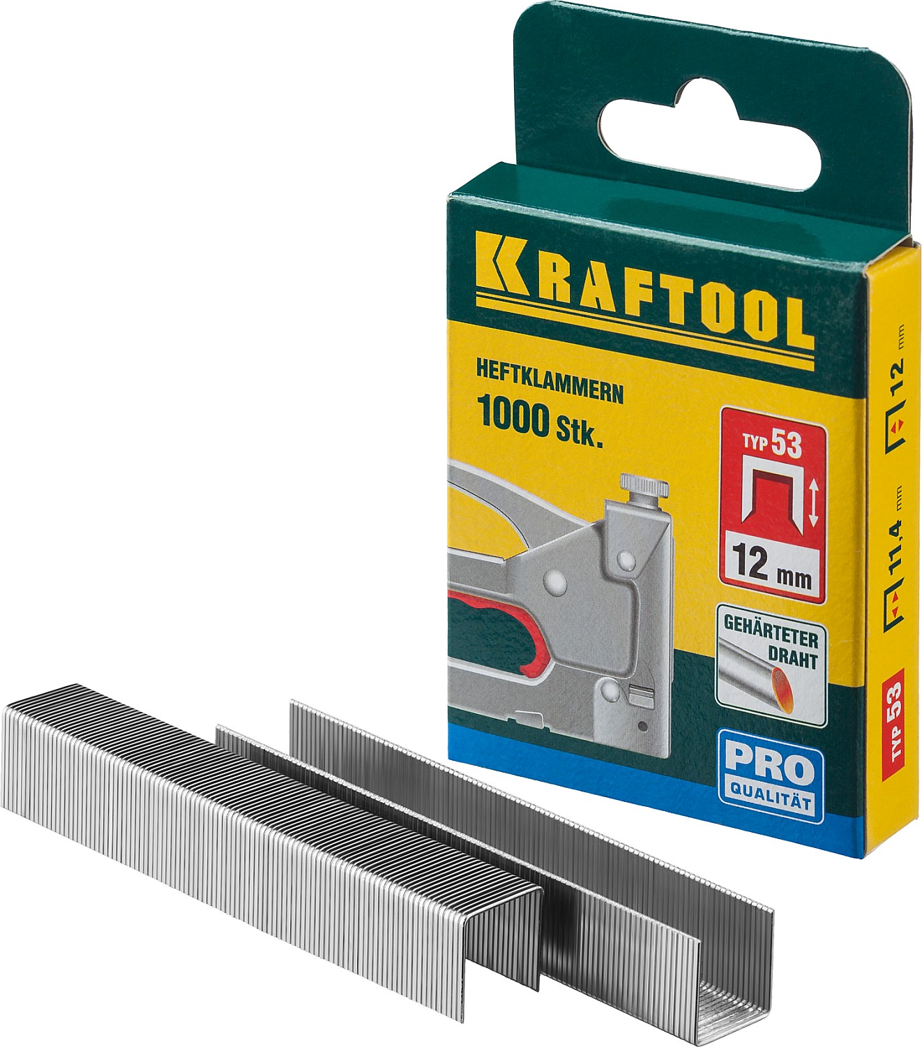 KRAFTOOL тип 53 (A/10/JT21) 12 мм, 1000 шт, калибр 23GA, скобы для степлера (31670-12)