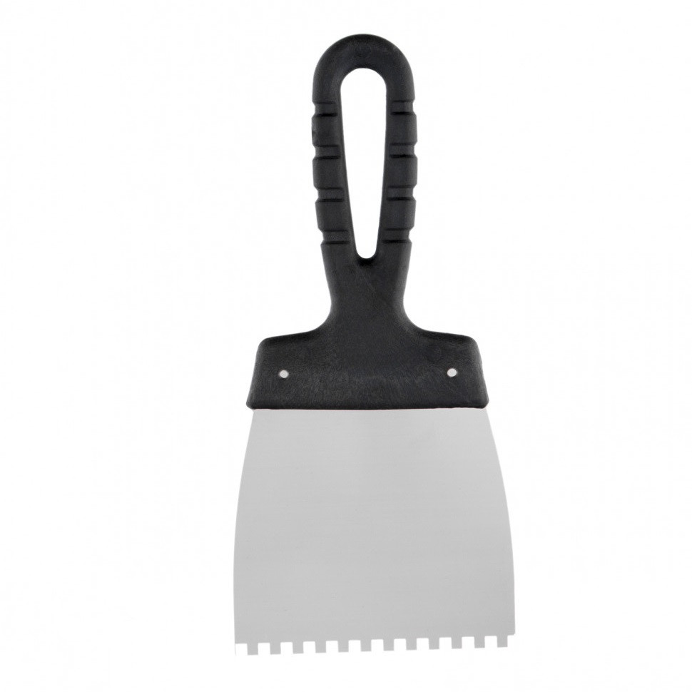 Шпатель из нержавеющей стали, 100 мм, зуб 4 х 4 мм, пластмассовая ручка Sparta (85138)