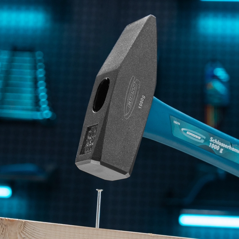 Молоток слесарный, 1000 г, квадратный боек, фибергласовая обрезиненная рукоятка Gross (10279)