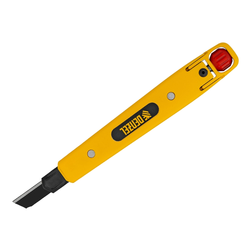 Нож, 9 мм, сменное лезвие, SK4, алюминиевый корпус, торцевой зажим Denzel (78901)