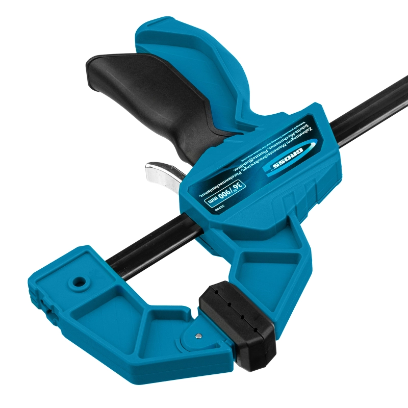 Струбцина реечная, быстрозажимная, пистолетного типа, пошаговый механизм, пластиковый корпус, 900 мм Gross (20708)