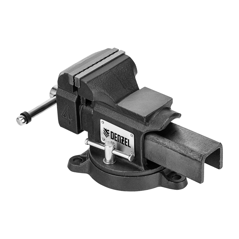 Тиски слесарные BVH-100, 100 мм, поворотные, стальная направляющая, с наковальней //Denzel (18683)