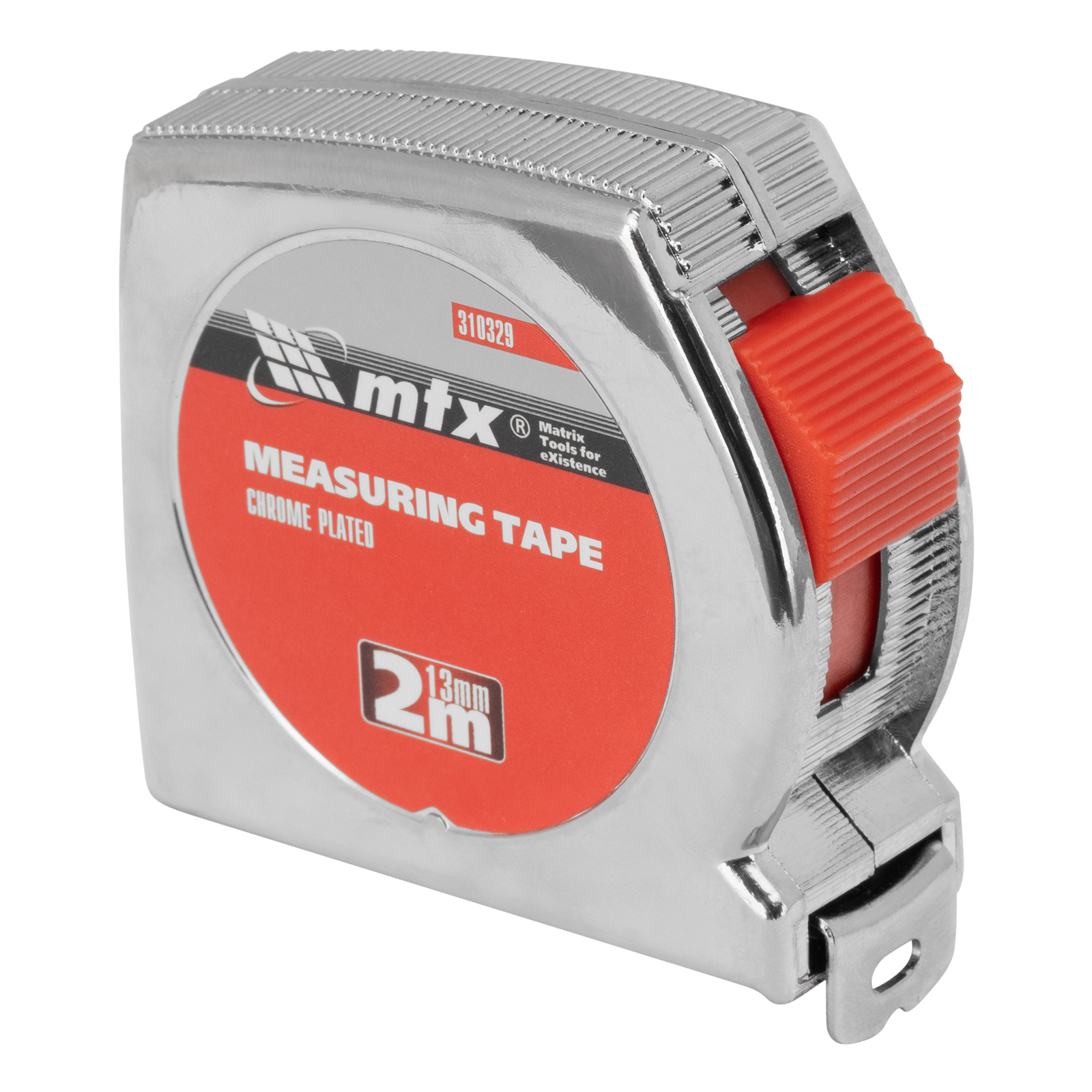 Рулетка Chrom, 2 м x 13 мм, хромированный корпус MTX (310329)