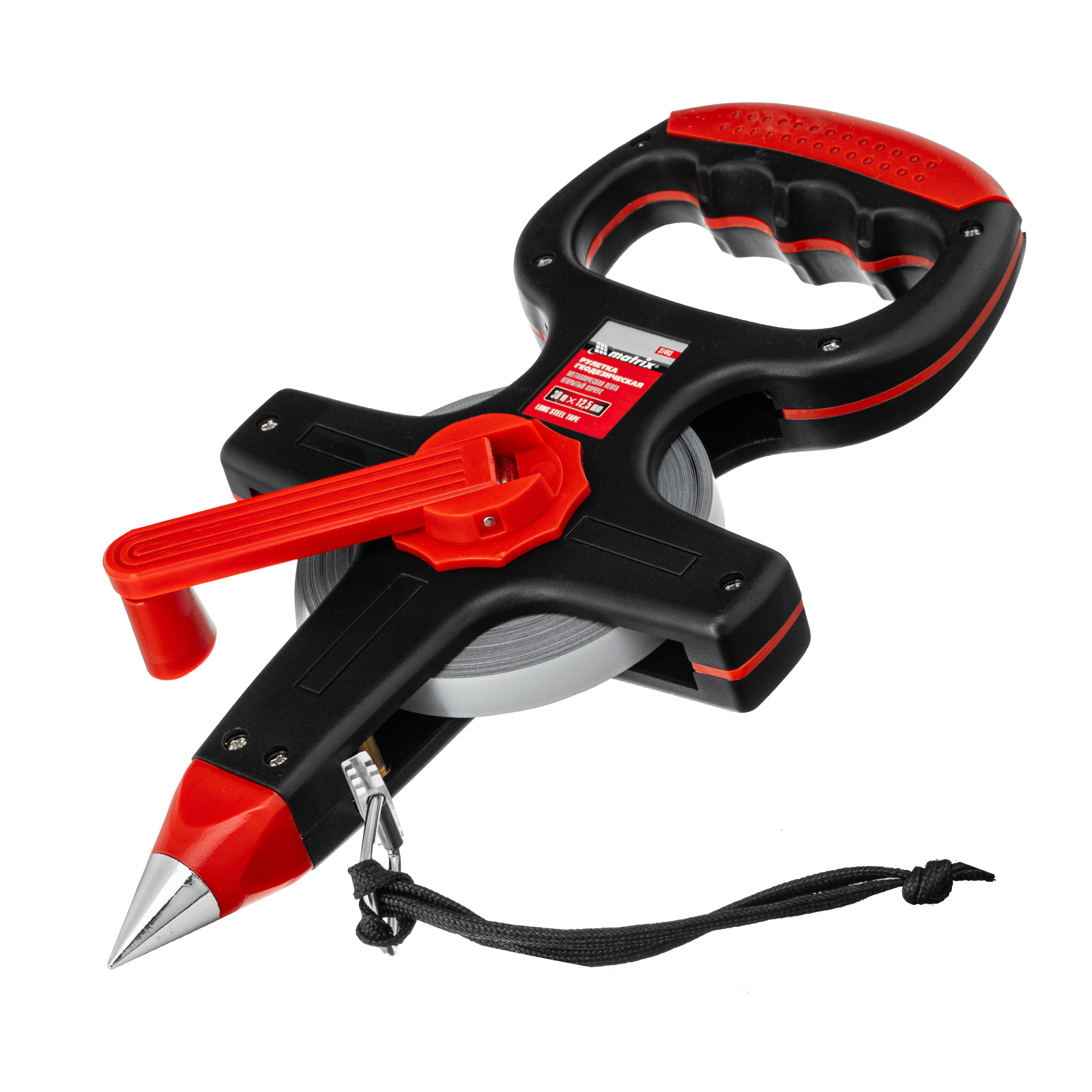 Рулетка геодезическая, 30 м х 12,5 мм, металлическая лента, открытый корпус Matrix (31443)