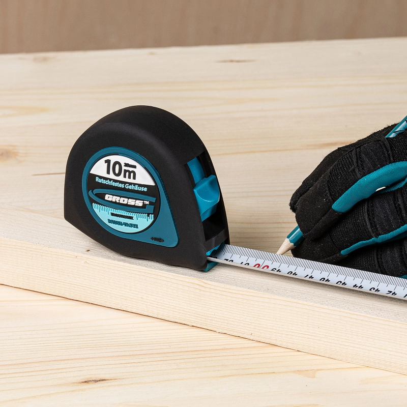 Рулетка "Ergonomisch",10 м x 25 мм,магнитный обрезиненный зацеп Gross (31105)