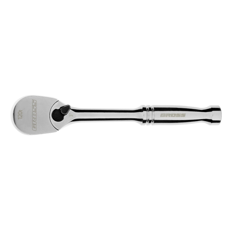 Ключ-трещотка 1/4", CrV, 120 зубьев, цельнометаллический, хром Gross (14050)
