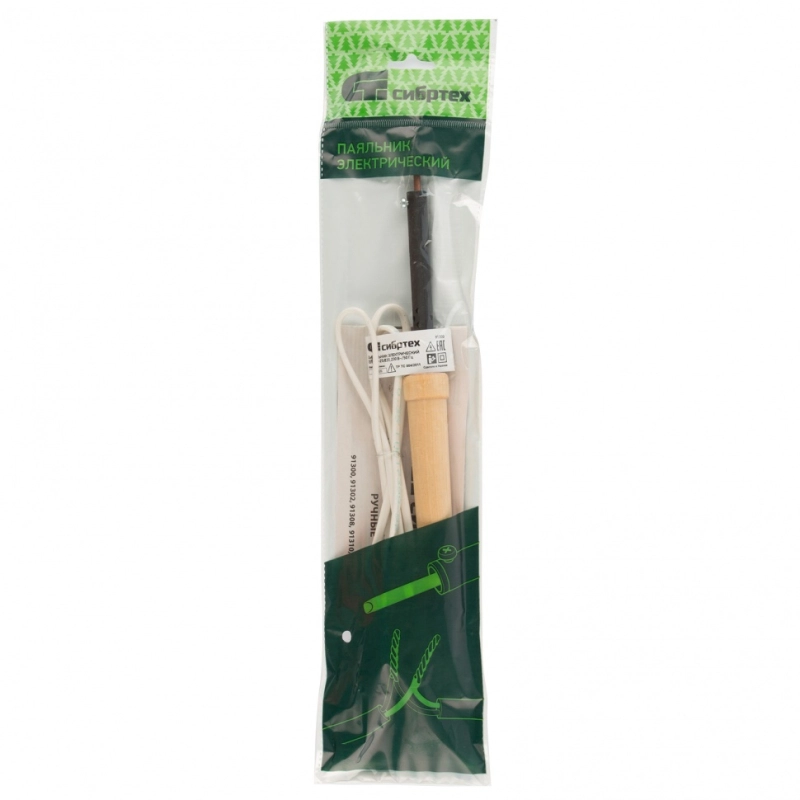 Паяльник электрический ЭПСН-25/220, деревянная ручка, Сибртех (91300)