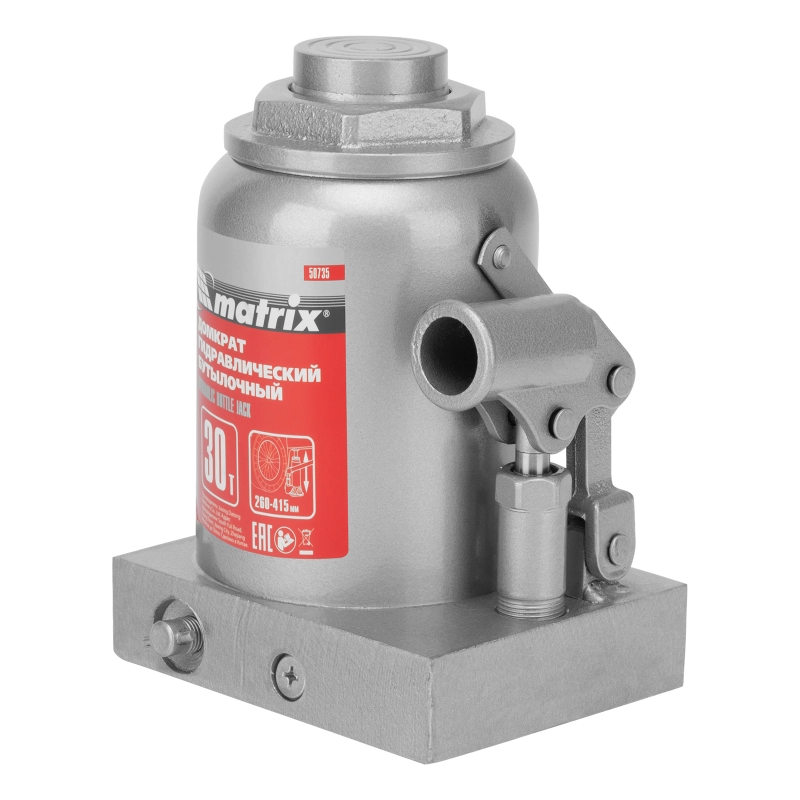 Домкрат гидравлический бутылочный, 30 т, высота подъема 260-415 мм Matrix (50735)