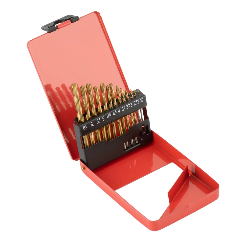 Набор нитридтитан. сверл по металлу, 1.5-6.5 мм (через 0.5 мм+3.2мм 4.8 мм) НSS 13 шт Matrix (72386)